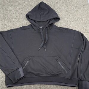 Athleta Hoodie Wm Small **(READ) Recover Black Pullover Cropped Zipper Pockets